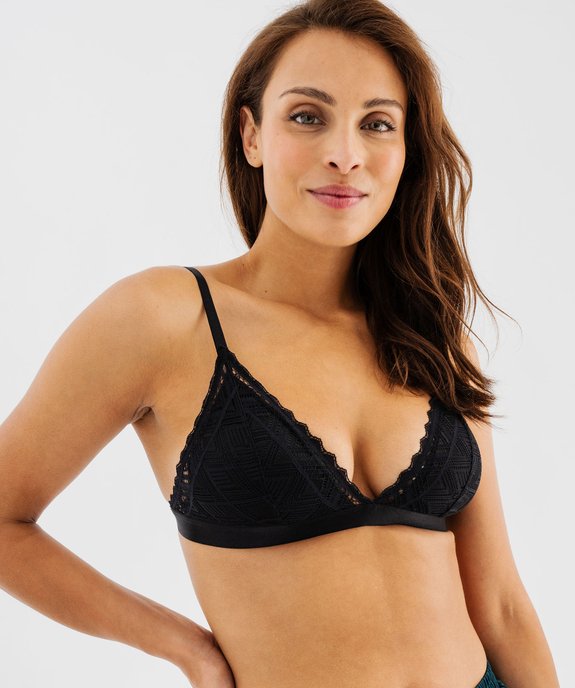 Soutien-gorge triangle en dentelle avec mousses amovibles vue4 - GEMO(HOMWR FEM) - GEMO