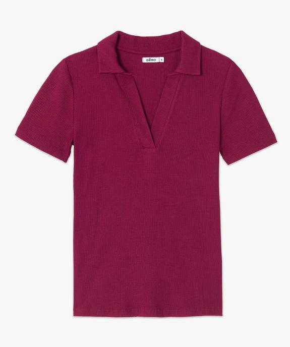 Polo femme à manches courtes en maille côtelée vue4 - GEMO(FEMME PAP) - GEMO
