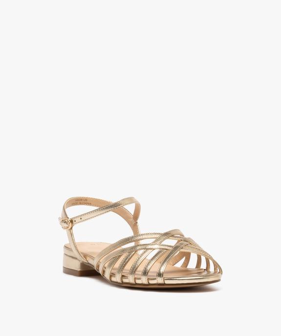 Sandales à petit talon et brides fines croisées métallisées femme - Valentina Baldano vue2 - VALENTINA BALDA - GEMO