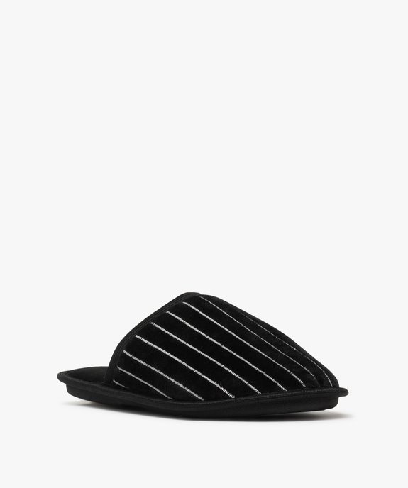 Chaussons homme mules d'intérieur en velours rayé vue2 - GEMO(HOMWR HOM) - GEMO
