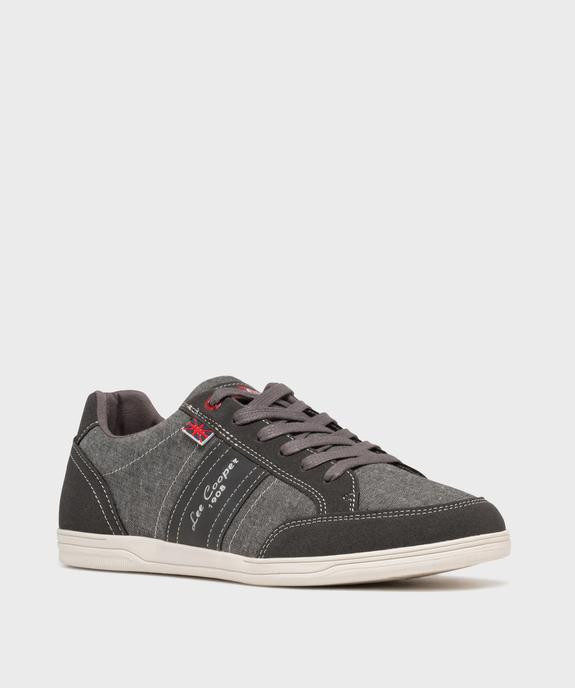 Baskets homme en toile basse style denim à bande contrastante - Lee Cooper vue2 - LEE COOPER - GEMO