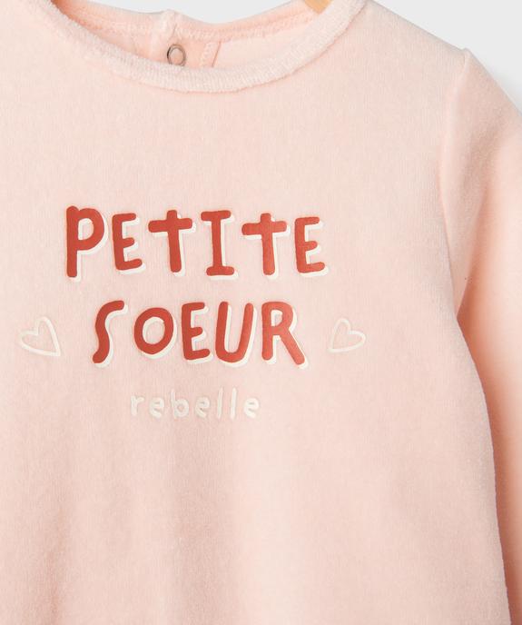 Pyjama en velours avec message sur le buste bébé vue3 - GEMO(BB COUCHE) - GEMO