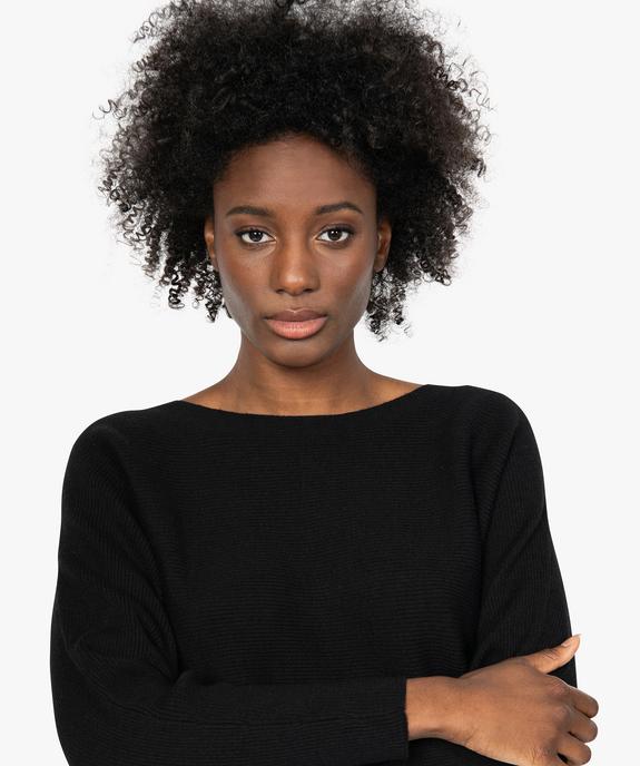 Pull femme en maille côtelée à manches chauve-souris vue2 - GEMO(FEMME PAP) - GEMO