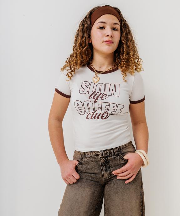 Tee-shirt manches courtes avec inscription fille vue1 - GEMO 4G FILLE - GEMO