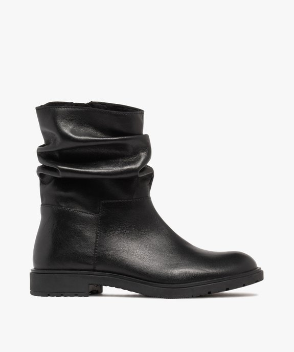 Bottines fille dessus en cuir effet drapé à zip vue1 - LOVELY WINGS - GEMO