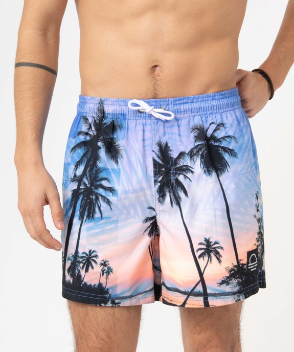 Short de bain homme à motifs palmiers vue2 - GEMO (PLAGE) - GEMO