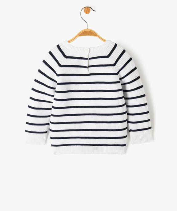 Pull bébé à rayures en maille côtelée vue3 - GEMO(BEBE DEBT) - GEMO