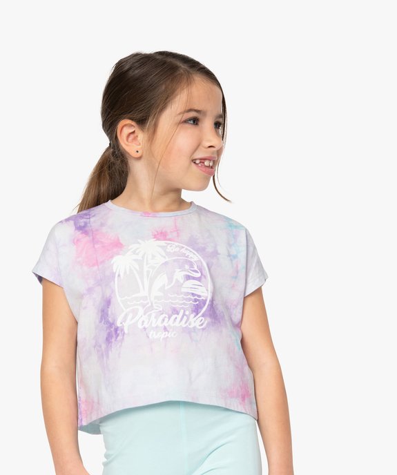 Tee-shirt court fille avec motif scintillant sur l’avant vue1 - GEMO (ENFANT) - GEMO