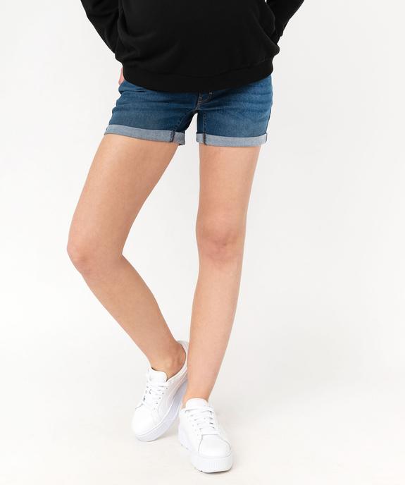 Short en jean de grossesse à bandeau bas et revers vue1 - GEMO 4G MATERN - GEMO