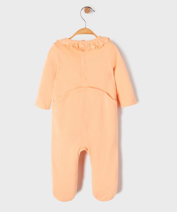 Pyjama dors bien en jersey à col volanté et pont-dos pressionné bébé vue3 - GEMO 4G BEBE - GEMO