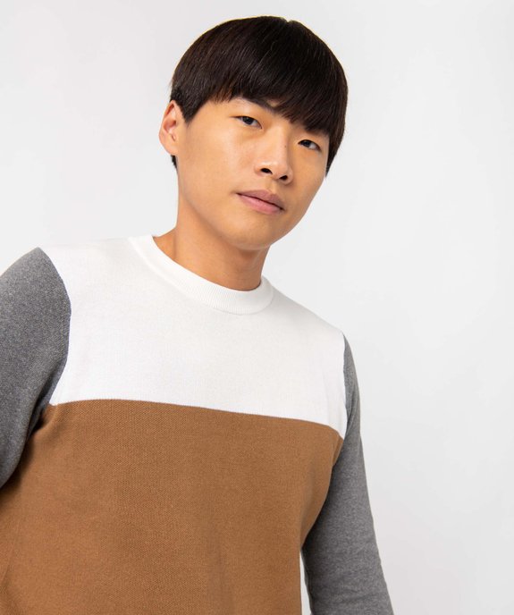 Pull homme tricolore en coton vue2 - GEMO (HOMME) - GEMO