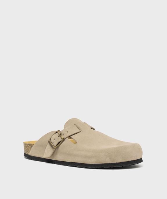 Sabots en cuir suédé avec semelle intérieure anatomique femme vue3 - TANEO GEMO FOR GOOD - GEMO