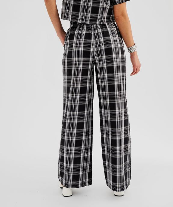 Pantalon large à carreaux avec taille élastique femme vue3 - GEMO(FEMME PAP) - GEMO
