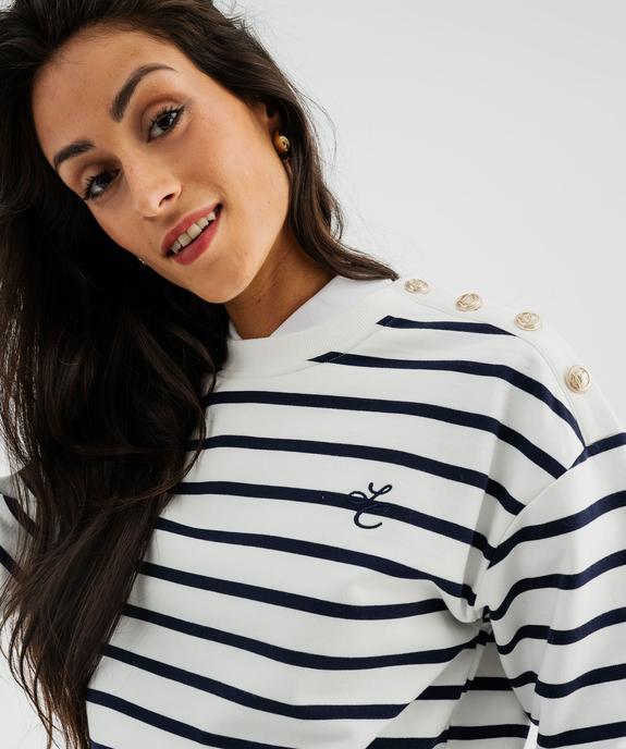 Sweat marin à épaule boutonnée femme - LuluCastagnette vue4 - LULU CASTAGNETTE GEMO FOR GOOD - GEMO