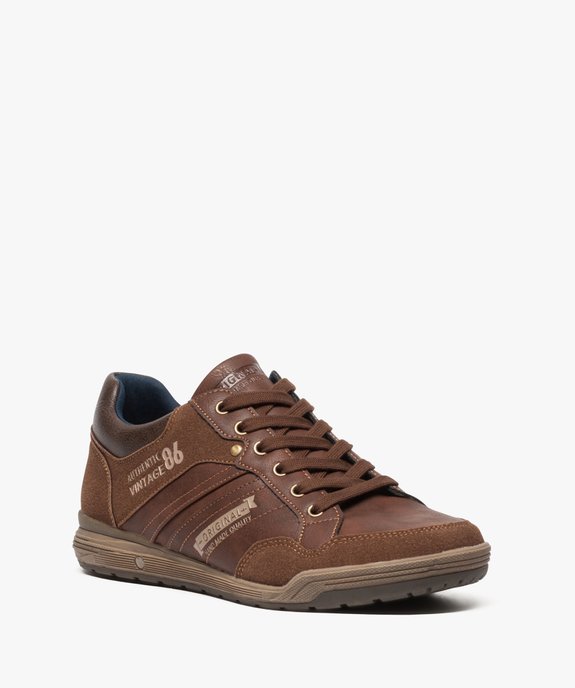 Baskets homme baskets de ville multimatières avec surpiqûres  vue2 - URBAN STEPS - GEMO