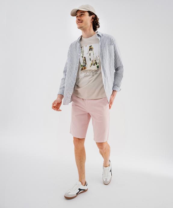 Tee-shirt manches courtes en jersey de coton imprimé homme vue6 - GEMO 4G HOMME - GEMO
