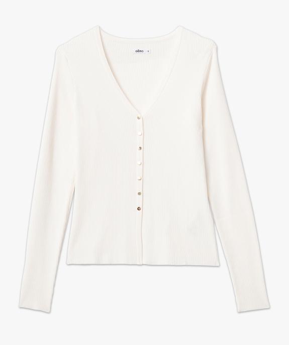 Gilet col V en maille côtelée coupe ajustée femme vue4 - GEMO(FEMME PAP) - GEMO