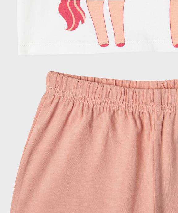 Pyjashort en coton 2 pièces licornes pailletées fille vue3 - GEMO 4G FILLE - GEMO