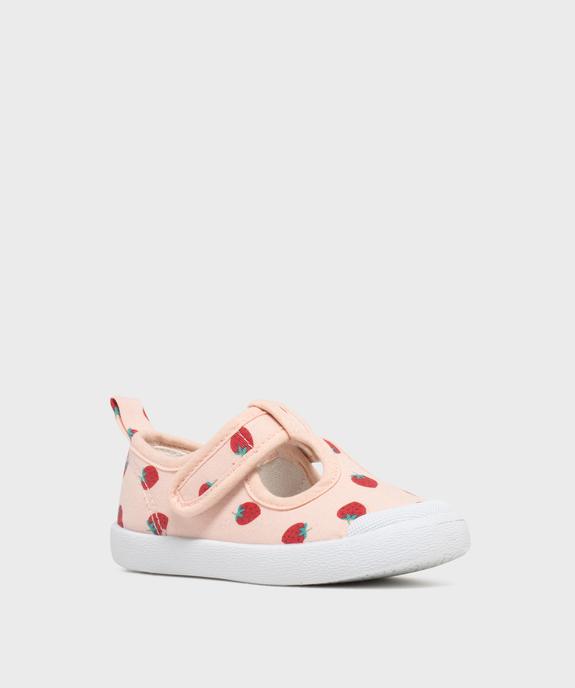 Tennis babies en toile à motifs fraises fermeture scratch fille - Lovely Wings vue2 - LOVELY WINGS GEMO FOR GOOD - GEMO