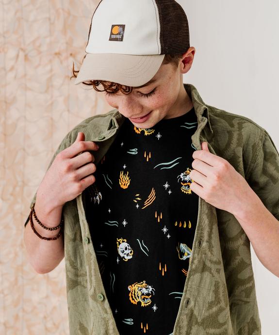 Chemise à manches courtes à motifs ton sur ton garçon vue8 - GEMO (JUNIOR) - GEMO