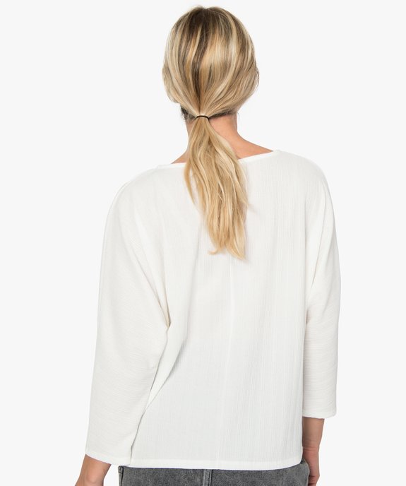 Tee-shirt femme ample à manches 3/4 et lacet à nouer vue3 - GEMO(FEMME PAP) - GEMO