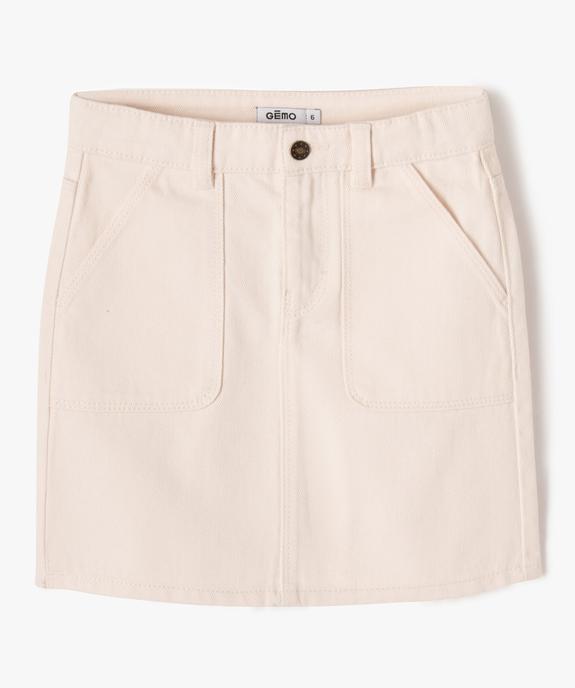 Jupe courte en toile denim colorée fille vue1 - GEMO 4G FILLE - GEMO