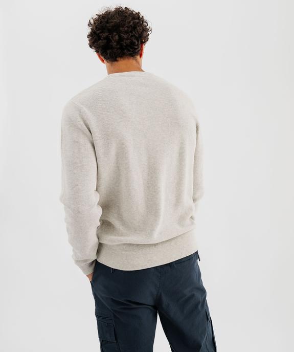 Pull col rond en coton uni homme vue8 - GEMO (HOMME) - GEMO