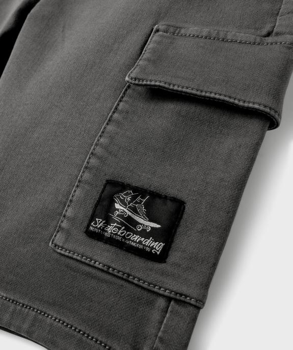 Bermuda cargo en coton stretch à coloris unique garçon vue3 - GEMO (JUNIOR) - GEMO