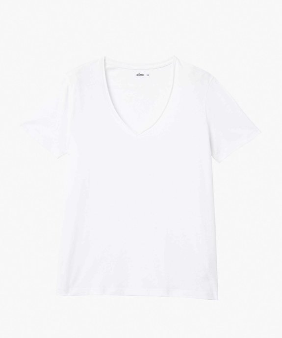Tee-shirt à manches courtes avec col V roulotté femme vue4 - GEMO(FEMME PAP) - GEMO