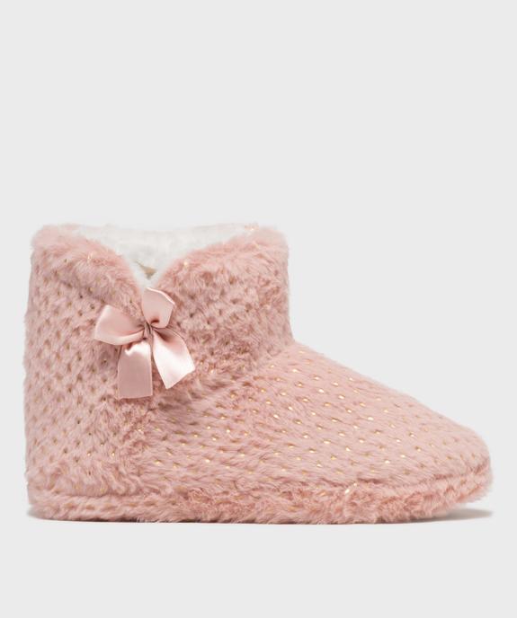 Chaussons montants en fourrure imitation et paillettes femme vue1 - GEMO 4G FEMME - GEMO