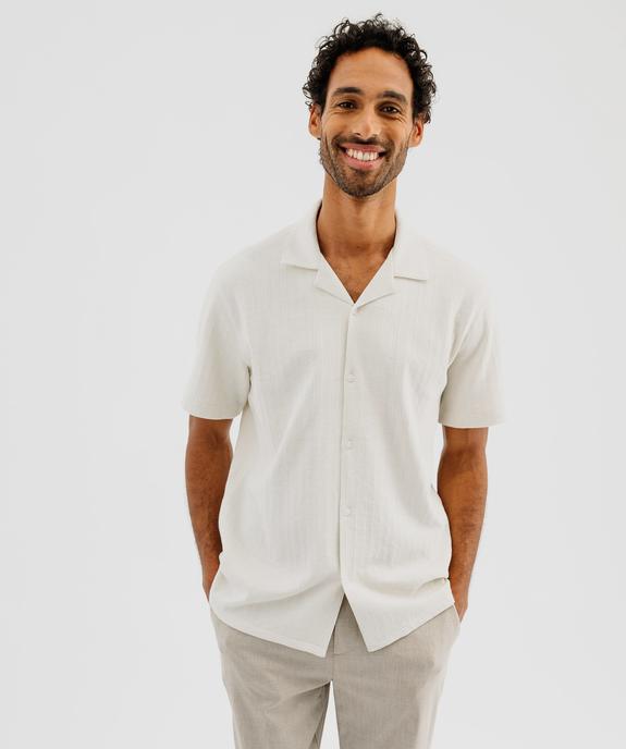 Chemise manches courtes en maille fantaisie avec col cubain homme vue2 - GEMO 4G HOMME - GEMO