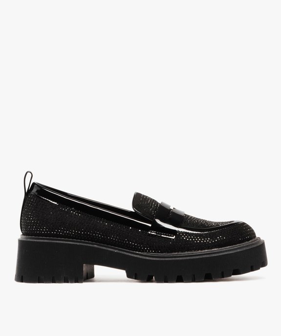 Mocassins femme vernis et à strass avec semelle chunky vue2 - 5 MILES - GEMO