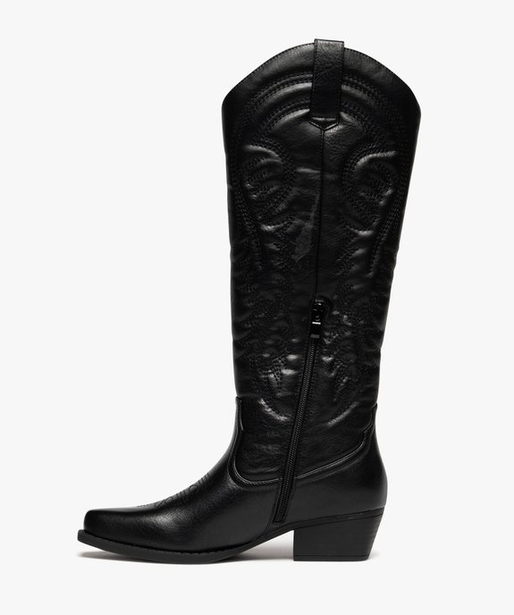 Bottes femme à petit talon et montantes style santiag vue4 - FOLLOW ME - GEMO