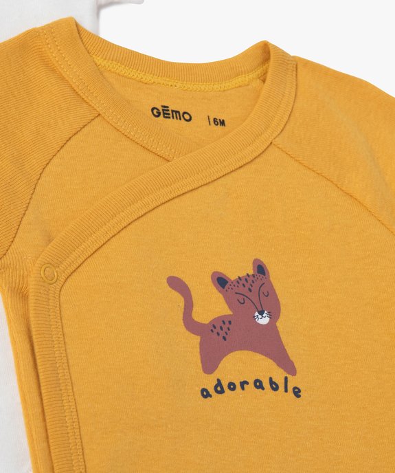 Bodies bébé manches courtes fermeture croisée (lot de 3) vue2 - GEMO 4G BEBE - GEMO