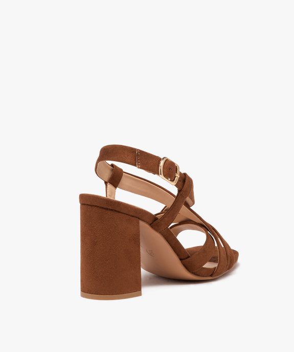 Sandales femmes à talon haut en suédine et brides croisées vue5 - GEMO(URBAIN) - GEMO
