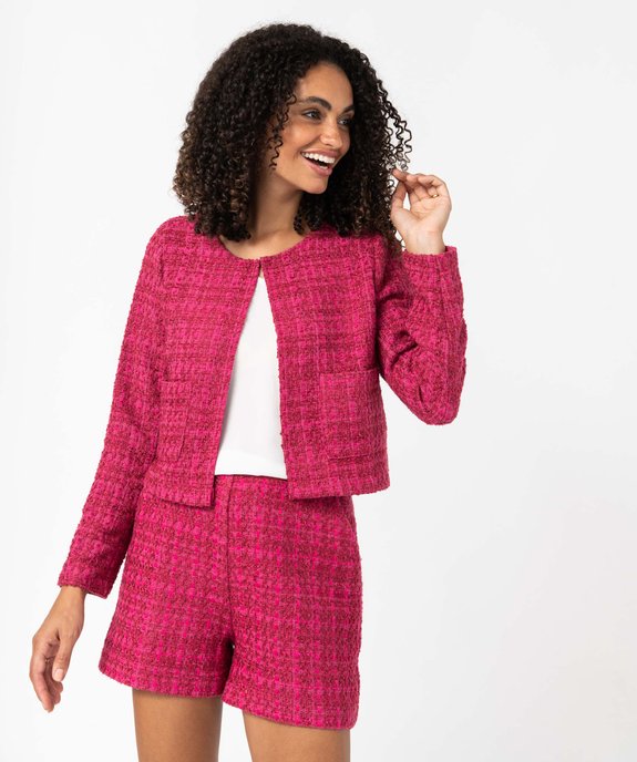 Veste femme aspect tweed coupe courte vue1 - GEMO(FEMME PAP) - GEMO