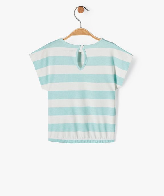 Tee-shirt bébé fille à rayures avec bas élastique vue3 - GEMO(BEBE DEBT) - GEMO