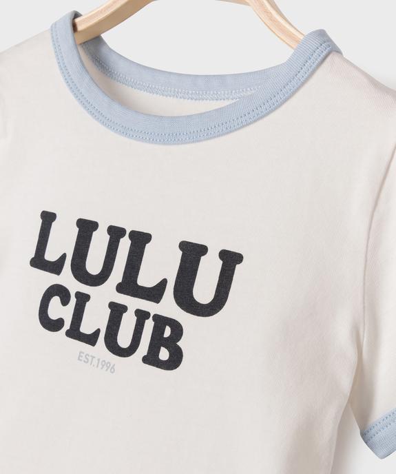 Tee-shirt manches courtes avec inscription bébé fille - LuluCastagnette vue2 - LULU CASTAGNETTE GEMO FOR GOOD - GEMO