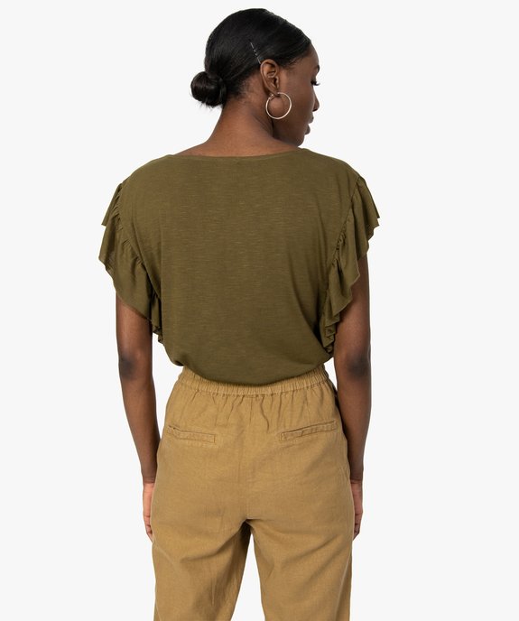 Tee-shirt femme avec larges volants sur les épaules vue3 - GEMO(FEMME PAP) - GEMO