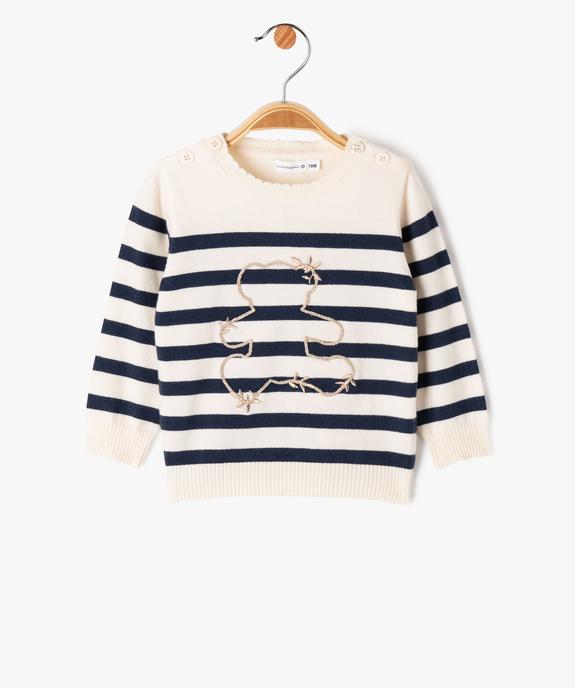 Pull rayé en fine maille douce bébé fille - LuluCastagnette vue2 - LULUCASTAGNETTE - GEMO