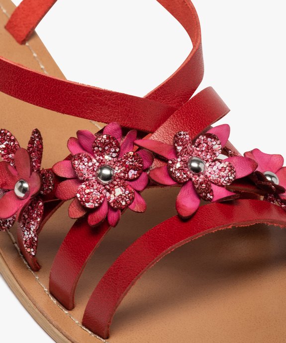 Sandales femme à talon plat et fines brides à fleurs vue6 - GEMO (CASUAL) - GEMO