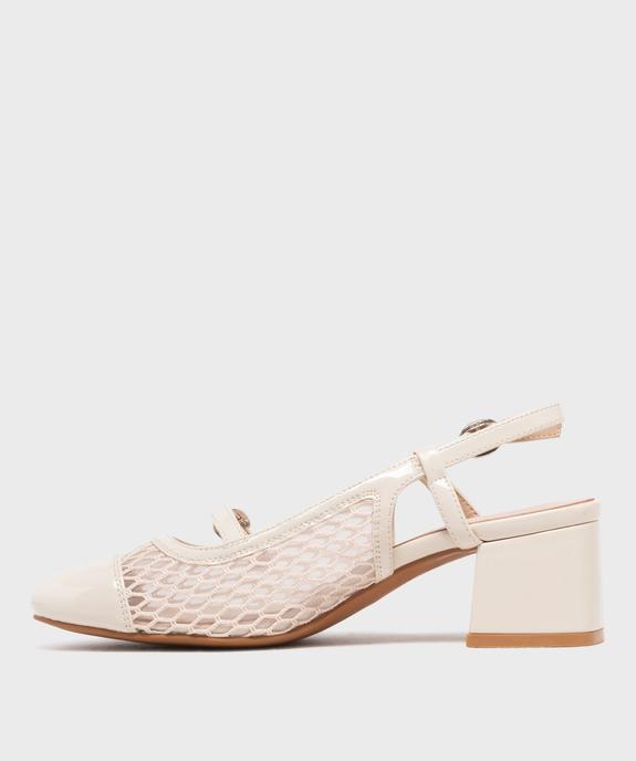 Escarpins slingback en tulle et matière vernie femme - Follow Me vue4 - FOLLOW ME - GEMO
