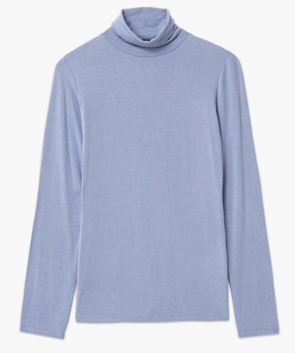 Tee-shirt femme uni avec col roulé et manches longues vue4 - GEMO 4G FEMME - GEMO