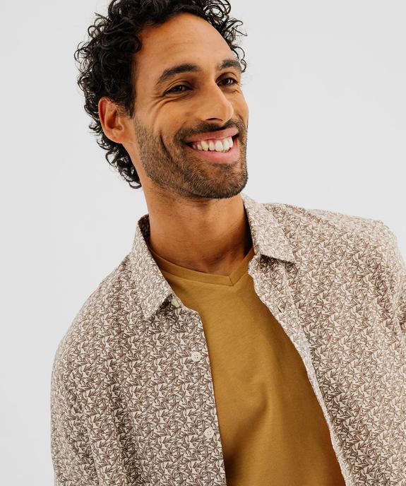 Chemise à manches courtes à micro motif feuillage homme vue2 - GEMO (HOMME) - GEMO