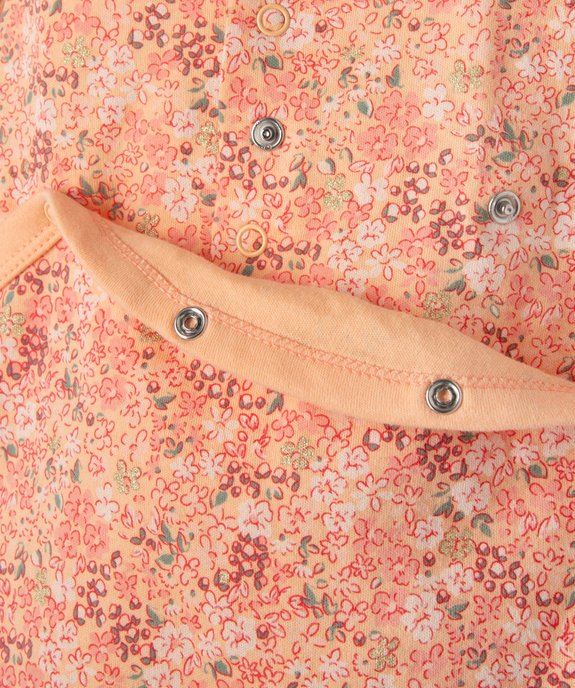 Pyjama dors-bien à motifs fleuris et volants bébé fille vue2 - GEMO 4G BEBE - GEMO