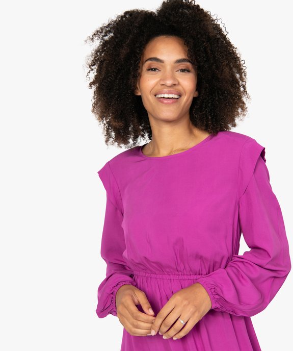 Robe femme longue à manches longues blousantes vue2 - GEMO(FEMME PAP) - GEMO