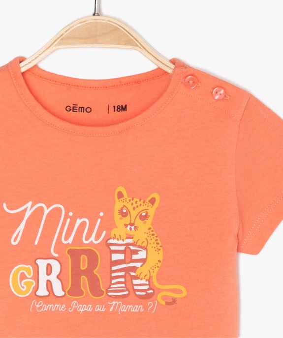 Gemo Vêtements Tops & T-shirts T-shirts Manches courtes Tee-shirt bébé fille avec inscription en relief sur l’avant 