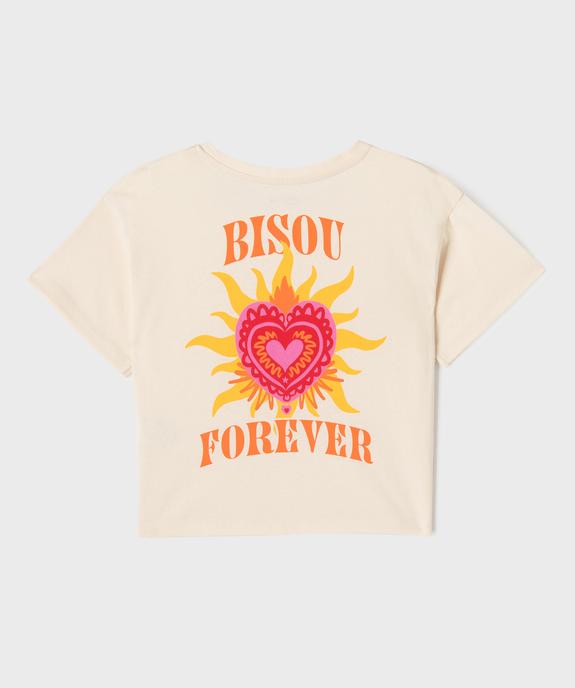 Tee-shirt manches courtes imprimé devant et dos fille  vue4 - GEMO 4G FILLE - GEMO