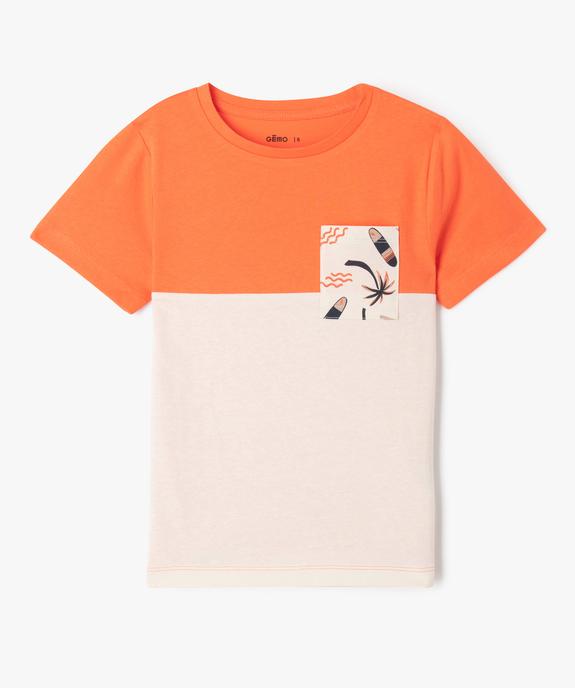 Tee-shirt bicolore à poche garçon vue1 - GEMO (ENFANT) - GEMO