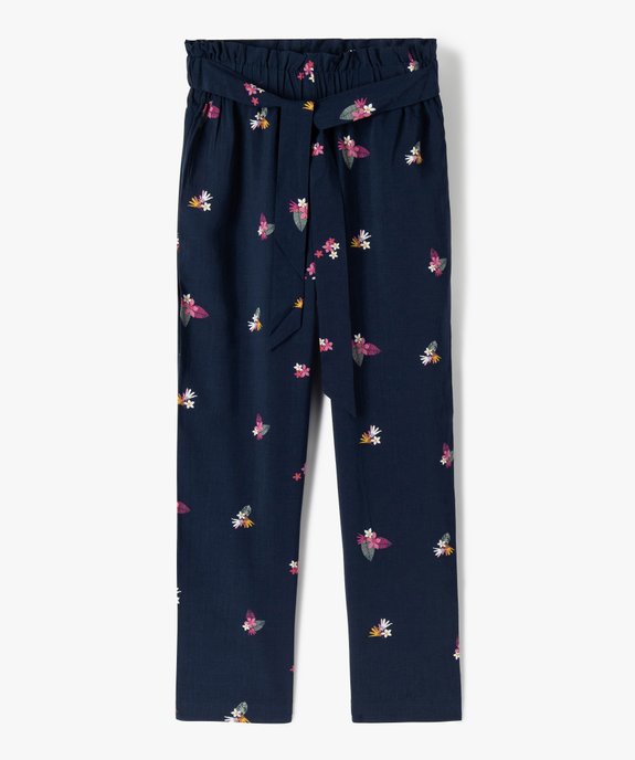Pantalon fille imprimé avec taille élastiquée et ceinture à nouer vue2 - GEMO (ENFANT) - GEMO